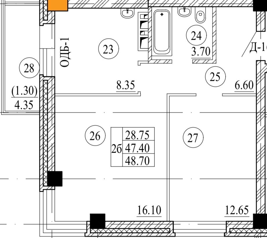Планировка 2Б — 48,70 м²
