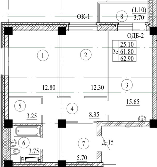 Планировка 2Е — 62,90 м²