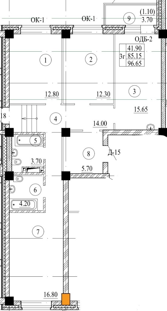 Планировка 3Г — 96,65 м²