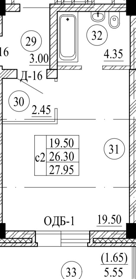 Планировка С2 — 27,95 м²