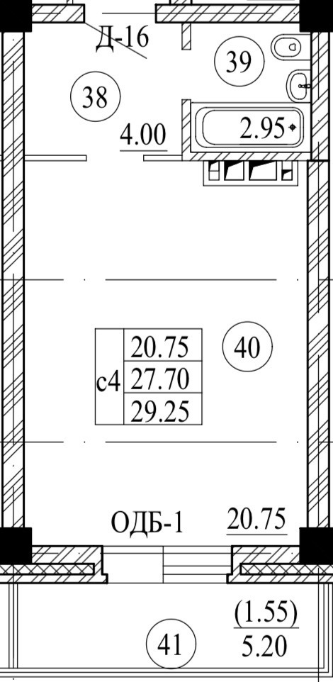 Планировка С4 — 29,25 м²